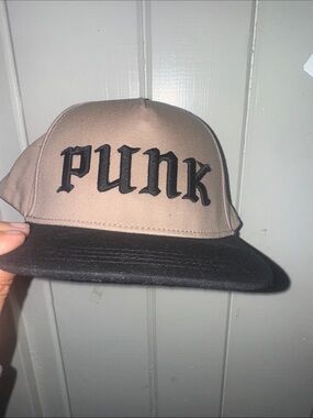 Little Trouble Beige and Black 'PUNK' Kids Snapback Hat